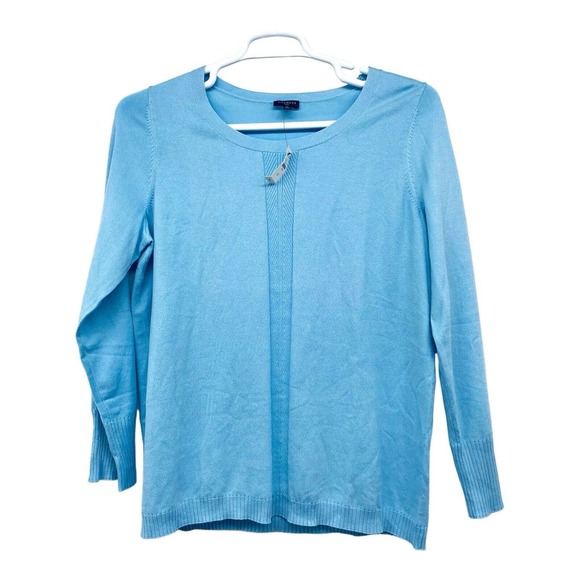 NEW $89 Womens Plus Size 1X Talbots Scooped Neck Sweater Long Sleeve Light Blue - Picture 1 of 6